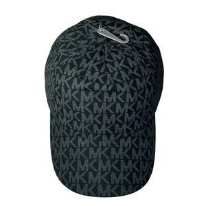 Michael Kors MK Monogram Logo Baseball Cap Black Grey‎ Adjustable Hat NEW